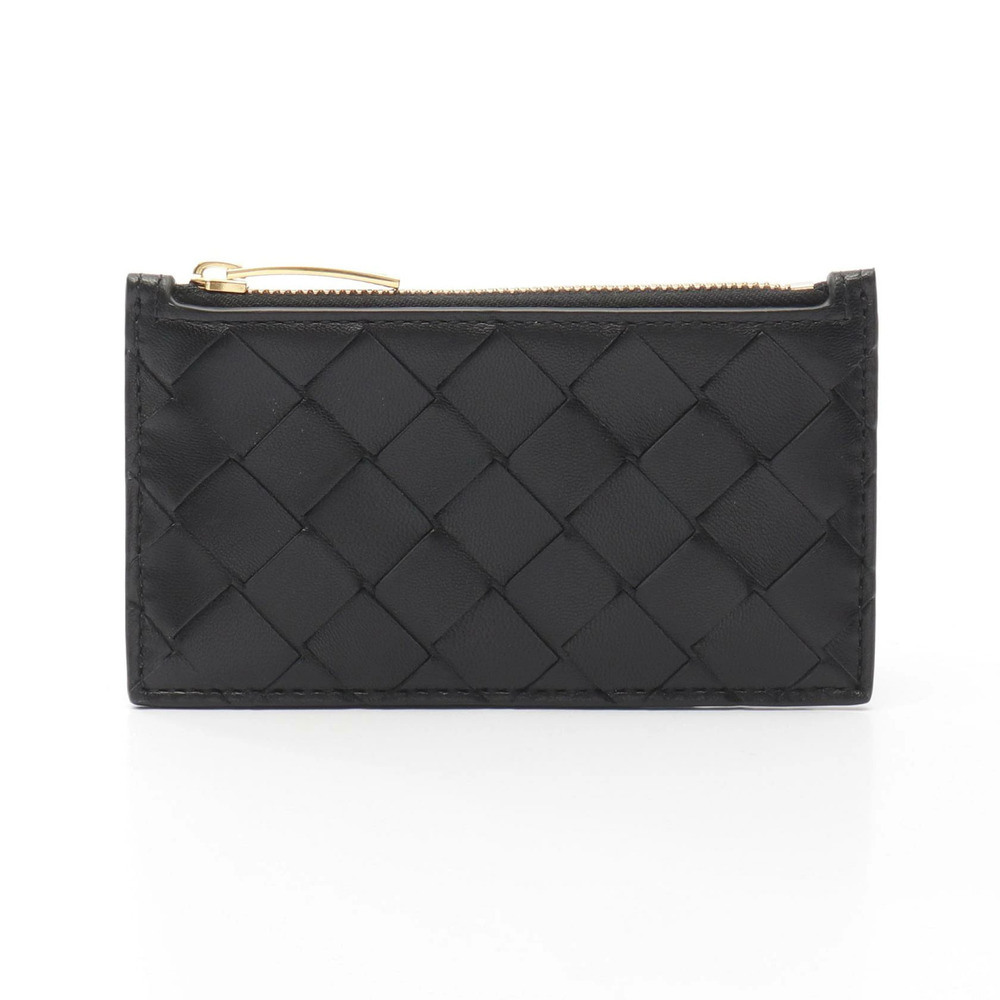 Bottega Veneta Intrecciato Card Case Wallet Leather Black